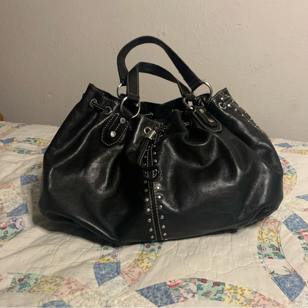 Black Michael Kors Leather Bag with Silver Studs